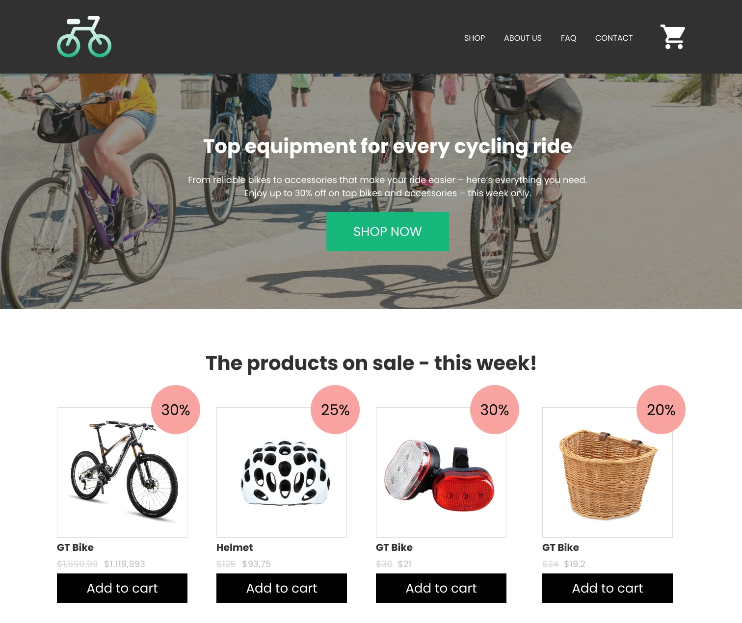 Domača stran spletne trgovine